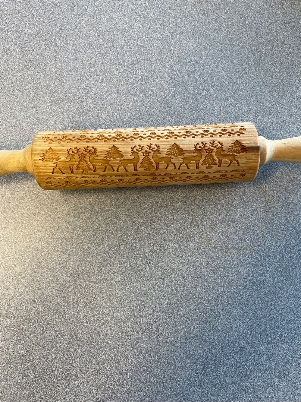 Brown Engraved Wooden Rolling Pin